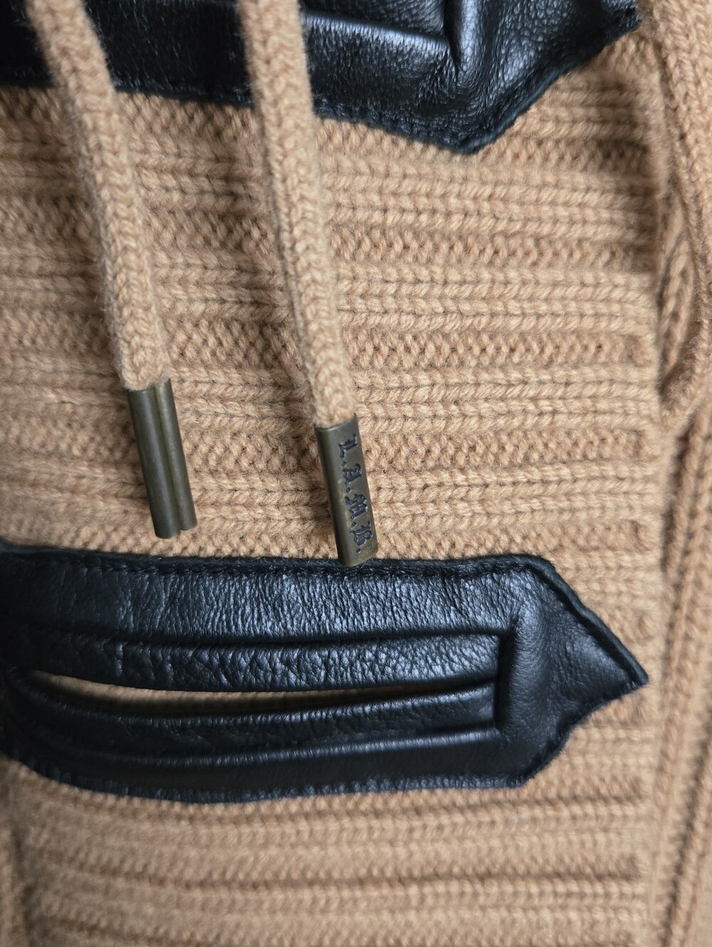 L.A.M.B. Womens S Camel Ribbed Knit Belted Hooded Jacket - Picture 3 of 11